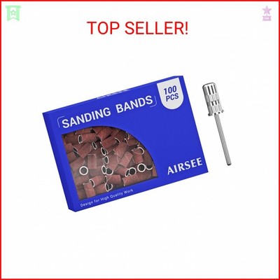 AIRSEE Sanding Bands for Electric Nail Drill 100 Piece Set 180 Grit Medium Acryl