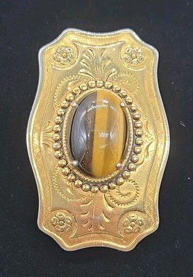 Vintage Gilded Brass Ornate Floral Belt Buckle Tiger display picture 2