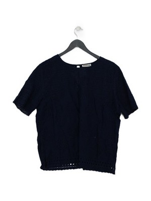 Whistles Damen Top L Blau 100% Baumwolle Kurzarm Rundhals Basic