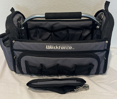Work Force Open Tool Bag With Adjustable Handle/Shoulder Strap, Compartments