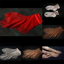 Women's Elastic Nylon Sheer Net Ankle Socks Transparent Mesh Socks 3 Pairs