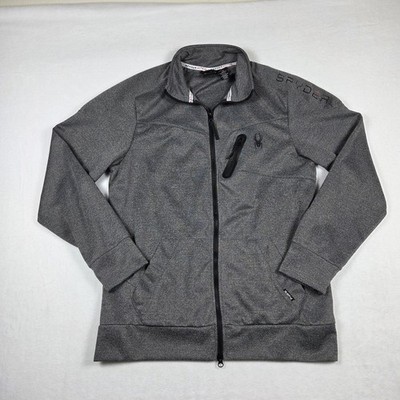 Spyder Active Full Zip Jacket Men's Sz L Gray Stretch Pockets Athletic Gym