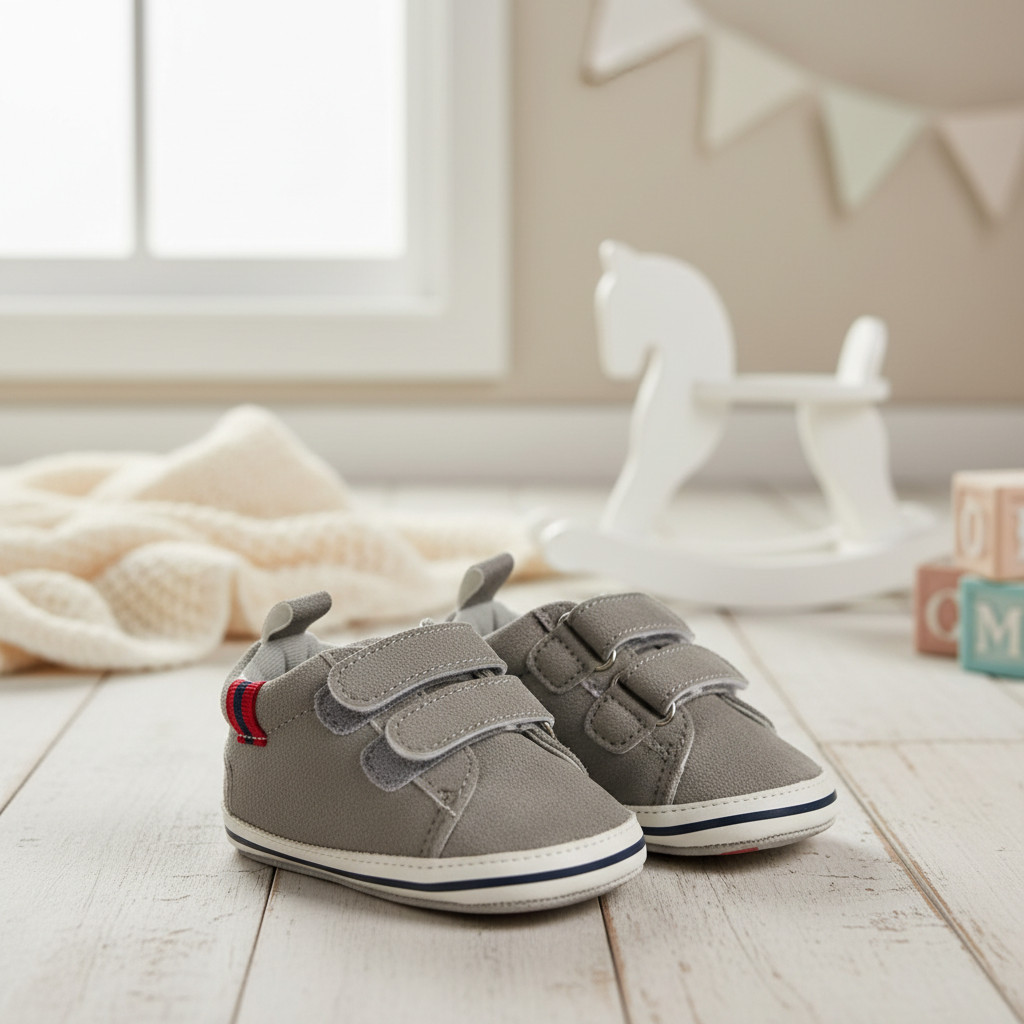 Gray Faux Suede Hook Loop 3&ndash;6 Months New Without Tags