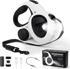 Retractable Dog Leash with USB Rechargeable LED Light, 16 Ft Heavy Duty Dog Lead