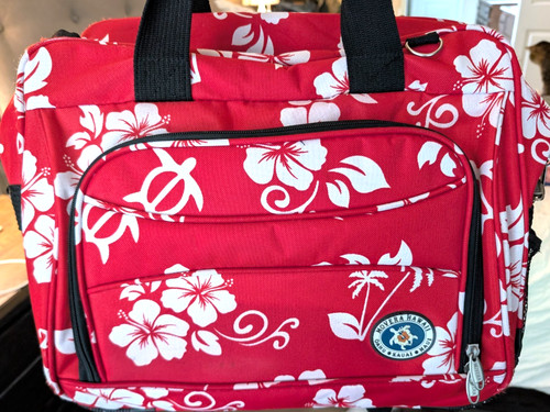 Movera Hawaii Rolling CarryOn Luggage Red Hibiscus Floral Travel Wheeled Tote