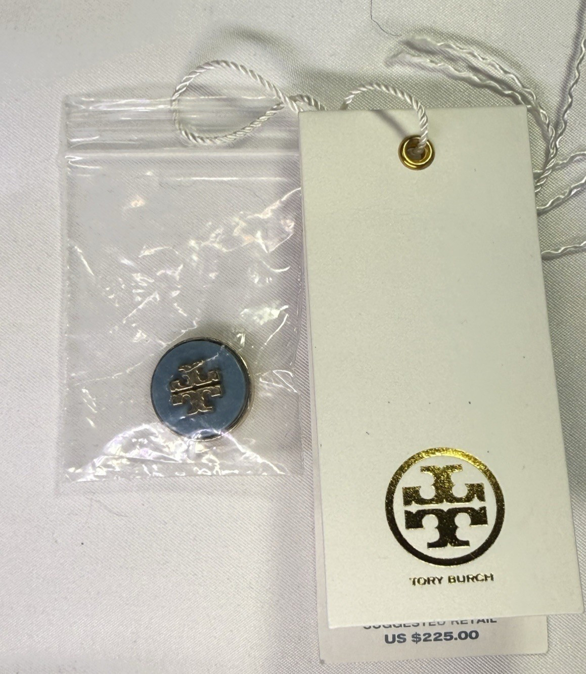 Tory Burch Logo Madison Cardigan Blue Lake Gold Tone Shank Button Replacement thumbnail 4