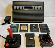 Atari 2600 Sears 6 Switch Telegames Console w/ 5 games, Modern TV Adapter WORKS!