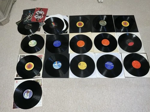 Lot (16) Vinyl Records: Rock NO Original Sleeves- AC/DC The Who Stones Doors Car