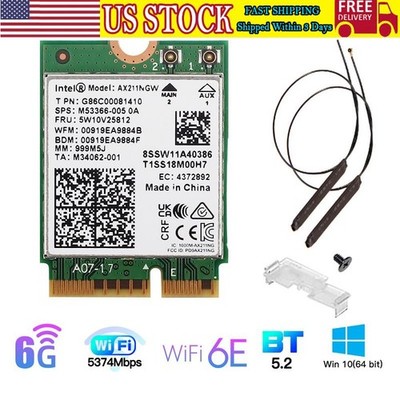 Intel Wi-Fi 6E AX211NGW M.2 2230 CNVio2 Key E 802.11ax WiFi Card WiFi Antenna PC
