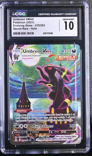CGC 10 Umbreon Vmax 215/203 Evolving Skies Secret Rare Holo Pokemon Card