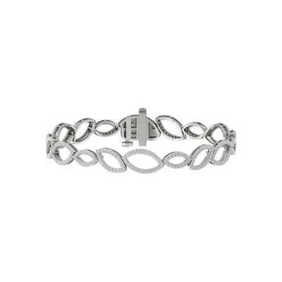 10k White Gold Lab Grown Diamond Fashion Bangle Bracelet 7'' Holiday Gift