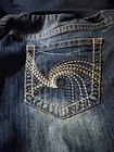 Planet Motherhood L (12/14) Demi Panel Jeans Med Wash Thick Embroidery Stitching — photo 9
