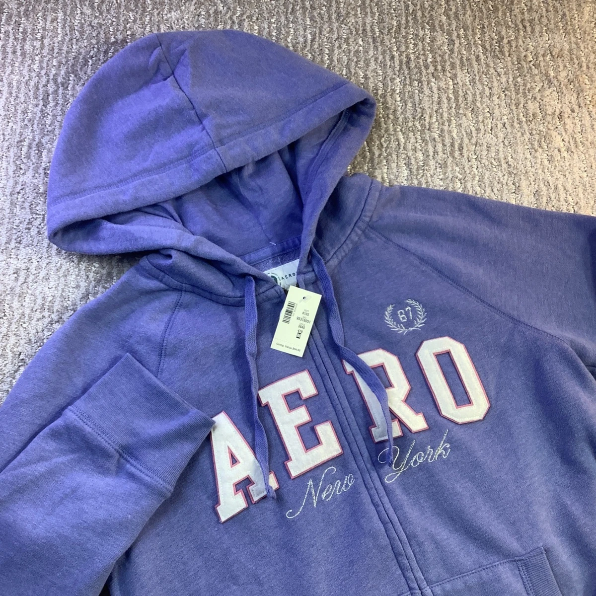Sweat à Capuche Aeropostale Femme Violet Taille L - Occasion Très Bon État