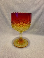 Calice in vetro calice cadmio amberina calice vintage vichingo ieri 8" brilla