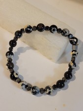 Orca Agate and Hematite Beaded Bracelet