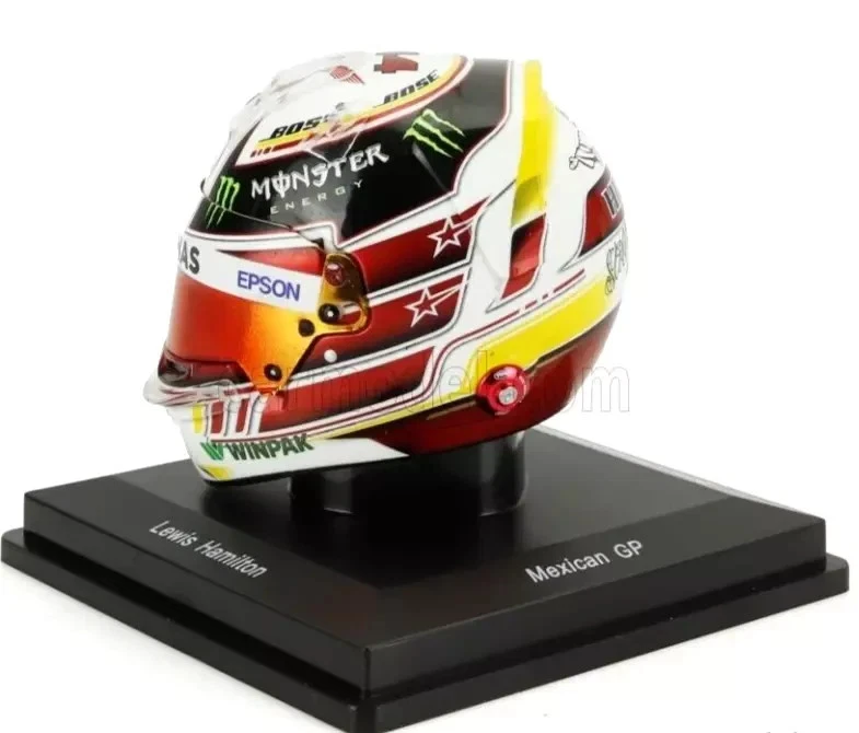 SPARK 1/5 F1 RACING HELMET LEWIS HAMILTON MERCEDES #44 MEXICAN GP 2018 5HF172 - Image 3 of 4