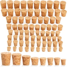 80-Pcs Small Cork Stoppers Assorted Sizes - Mini Tapered Plugs for Wine Bottles