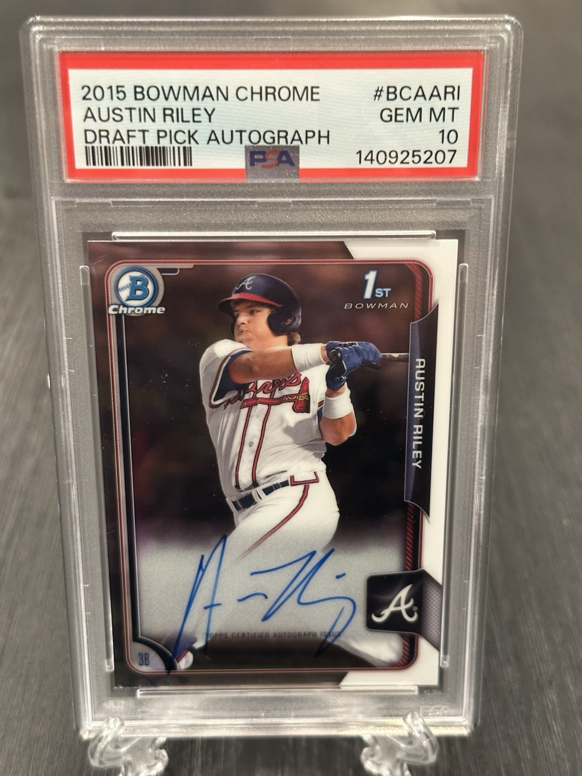 2015 Bowman Draft Chrome Austin Riley Auto #BCA-ARI Braves PSA 10 GEM MINT