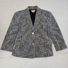 Michael Kors Michael Tweed Blazer Womens 2, Black White, 3/4 sleeve, Silk Blend