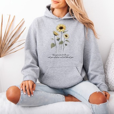 Turn Your Face To The Sun Damen Hoodie Sonnenblume Blumen Inspirierend