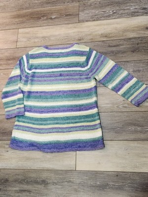  David Brooks scoop neck 3/4sleeve purple/blue sweater top size Large