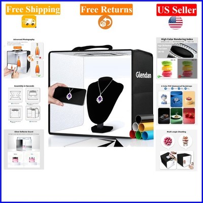 12x12 Inch Portable Dimmable Photo Studio Light Box with 112 LEDs & 6 Backdrops