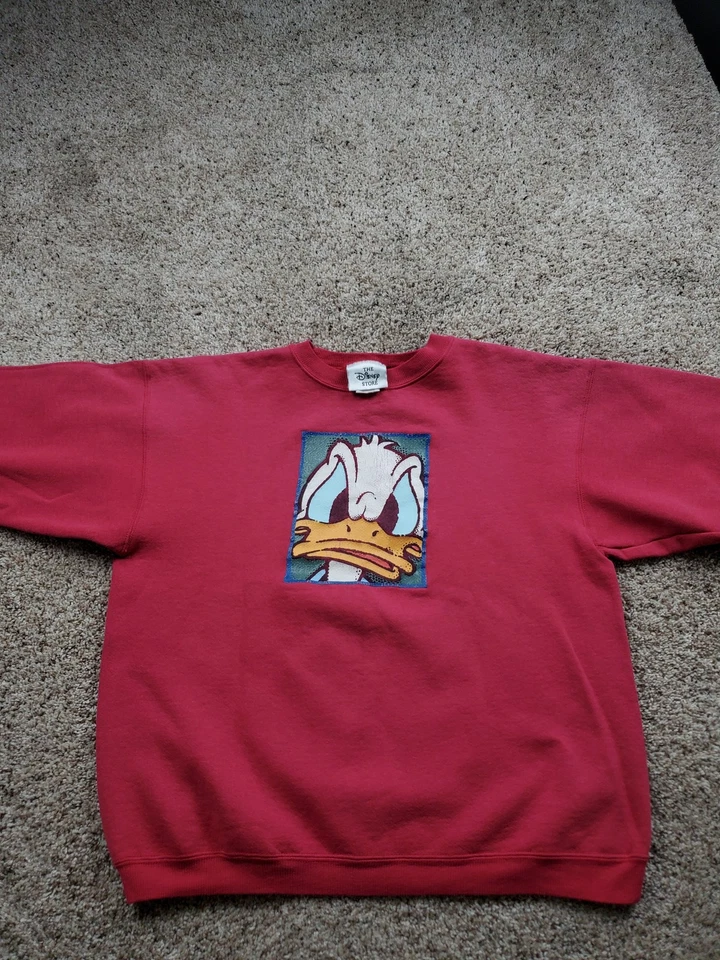 Vintage Disney Donald Duck Sweatshirt Large pink Crewneck Pullover USA Made 90s - Image 3 of 4