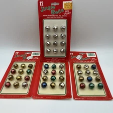 VTG LOT 4 PACKS NEW MULTICOLOR/SILVER JINGLE BELLS 48 BELLS NEW MADE IN USA