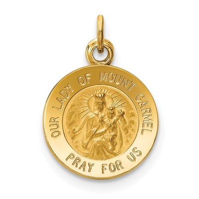 14K Gelbgold Unsere Liebe Frau von Mt. Karmel Medaille Charm XR651