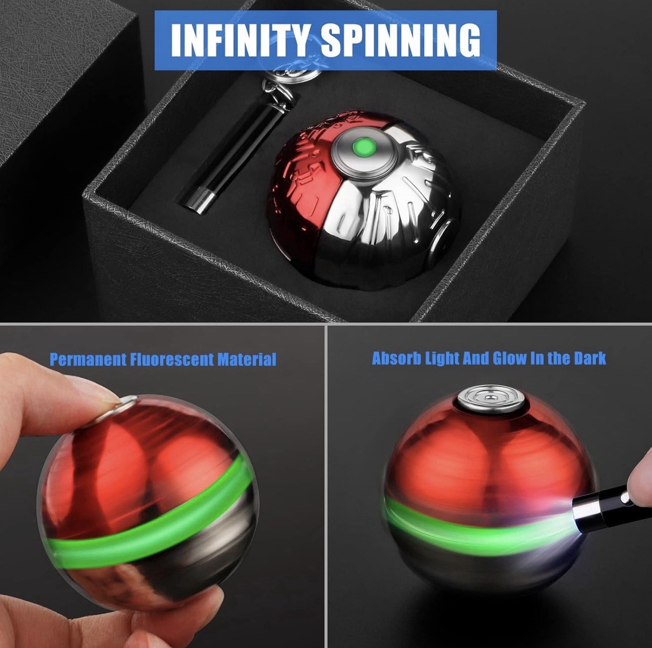 MECHANIKER Pokemon Ball Metal Yo-Yo Glow in the Dark 1.84 Inch High Speed