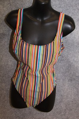 VINTAGE BADEANZUG SCHWIMMANZUG GRÖSSE 38 E BUNT GESTREIFT BEACH SECRET BY ANITA