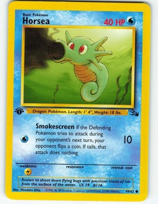 first edition horsea pokemon card 2000 Pokemon Neo Genesis 1st Edition Horsea 62/111 PSA 9 Mint