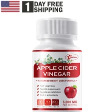 Premium Apple Cider Vinegar Capsules 3000mg for Weight Loss & Detox Cleanse