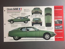 1970 - 1975 Citroën SM IMP "Hot Cars" Print, Spec Sheet Folder Brochure Awesome