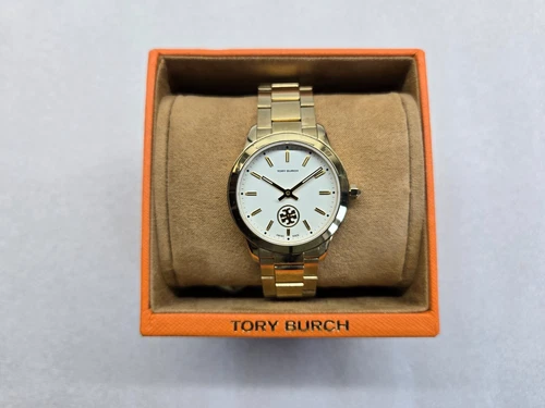 TORY BURCH COLLINS CREAM DIAL GOLD-TONE ST. STEEL WOMEN'S WATCH