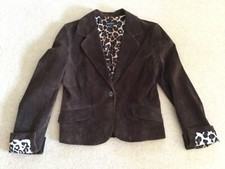 Ladies Brown Suede Jacket Size 10 With Animal Print Lining £16.95 Free Postage