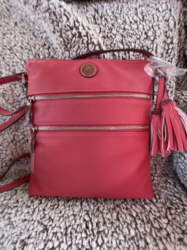 Anne Klein AK Traveler Crossbody, NWT, pink w/tassles