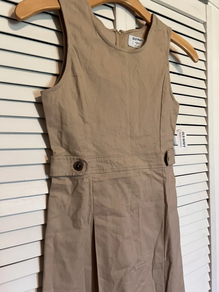 OLD NAVY Girls Kids Size 14 - 16 Xlarge XL Dress Sleeveless NEW Uniform Beige - Image 2 of 4