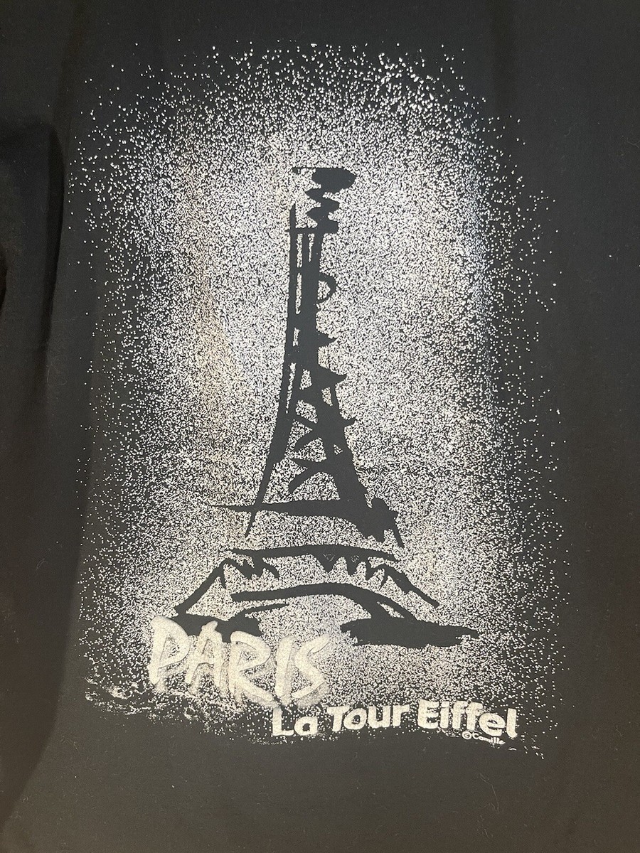 Paris Eiffel Tower France T-Shirt Size M Black Sols Tag le Tour
