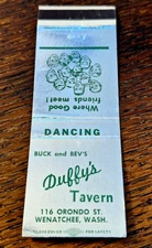 Vintage Matchbook: Duffy's Tavern, Wenatchee, WA