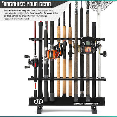SAVIOR] 24-48 Fishing Rod Rack Floor Stand Garage Pole Holder Display  Organizer