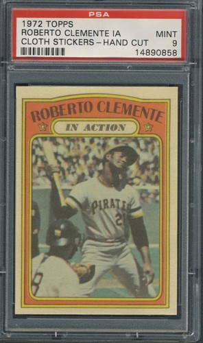 1972 Topps Cloth Stickers Roberto Clemente In Action PSA 9