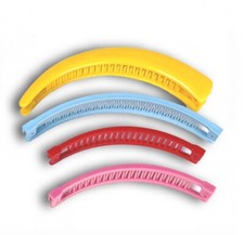 Vintage 1980's plastic colorful hair banana clips 4 pc lot yellow red pink blue