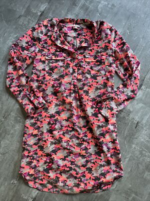 Gap Neon Camo Long Sleeve Shirt Dress- Size Small
