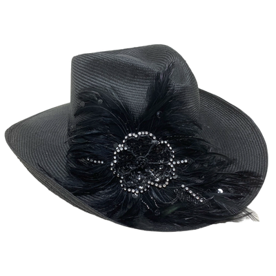 Black Straw Bill Joel‎ Miller western hat Joe Bill Miller Puckered Straw Hat with Black Band VGUCsb | eBay main image 4