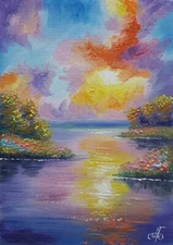 Ukrainian Artist Landscape Hand Painted Original Summer Home Decor Wall Art Gift