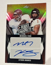 2024 Leaf Heroes & Prospect Dual Sigs #14 Michael Vick & Kyron Drones Auto #5/7