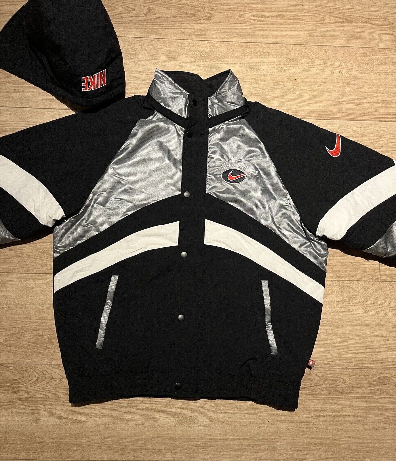 Supreme Nike Hooded Sport Jacket Silver Men’s Med… - image 4