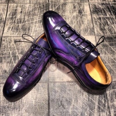 Tailor made Men's Italian Purple Leather Shoes, Dress Shoes, Athletic Laces shoe | eBay Tailor made Men's Italian Purple Leather Shoes, Dress Shoes, Athletic Laces shoe | eBay