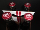 DR PEPPER Glass Bottles Race Stripes EMBOOSED LOGO Twist-Off 4-PACK SUGAR CANE — photo 2
